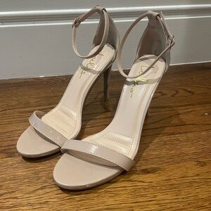 Lulu's Beige Ankle Strap Heels